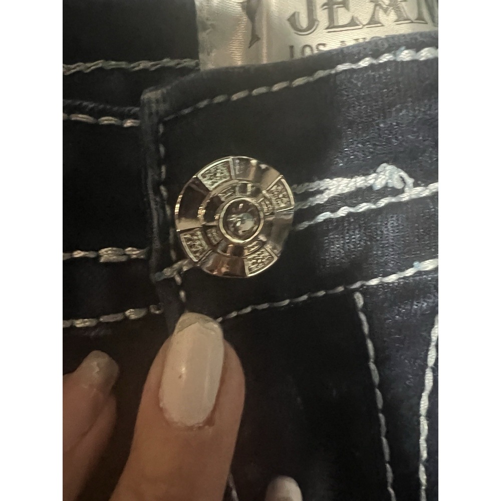 Y Jeans Los Angeles Womens 15 / 16 Flare Embellished Rhinestones Wings Studded - Picture 3 of 6